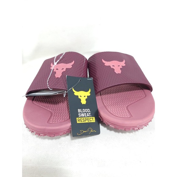 Under Armour Project Rock 2.0 Slides Fat Tire 3025237-500 Maroon (Mens Size 14) - Picture 2 of 6